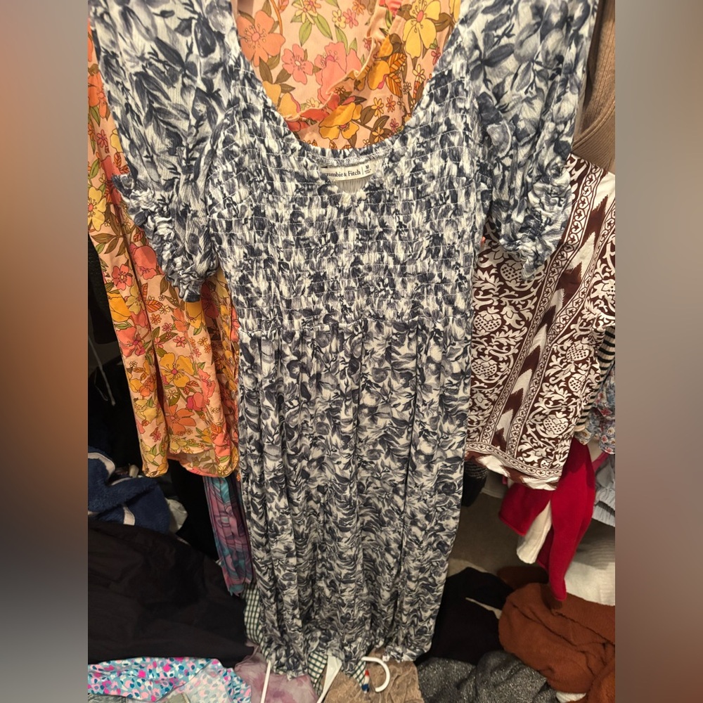 Abercrombie & Fitch Blue and White Maxi Dress
